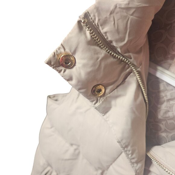 Guess Womens Puffer Vest Beige Size S Quilted With Zipper & Snap Closure - Picture 7 of 7
